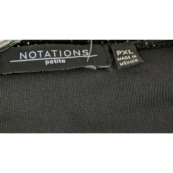 Notations Petite Top Black Soft Metallic Gold NEW - Picture 6 of 8